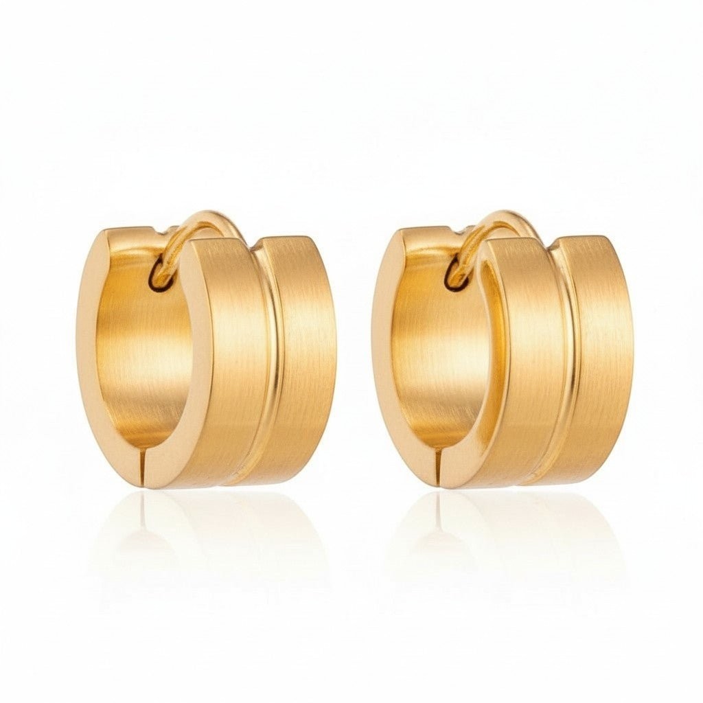 RVS Huggie Oorringen Dunne Gleuf Goudkleur 13mm - Dames -