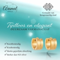 RVS Huggie Oorringen Dunne Gleuf Goudkleur 13mm - Dames -