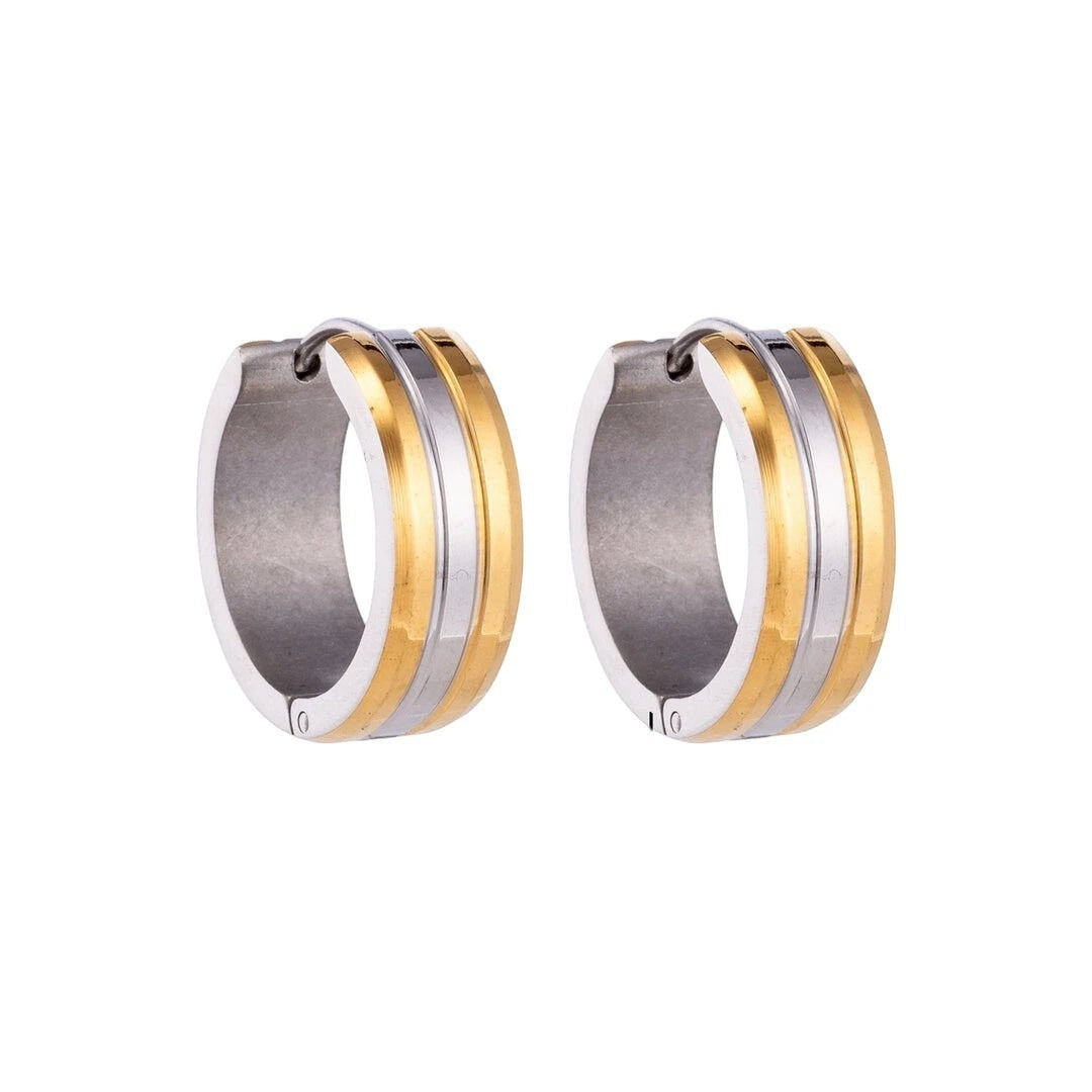 RVS Oorringen Bicolor Streep Goud Zilver 20mm - Dames -