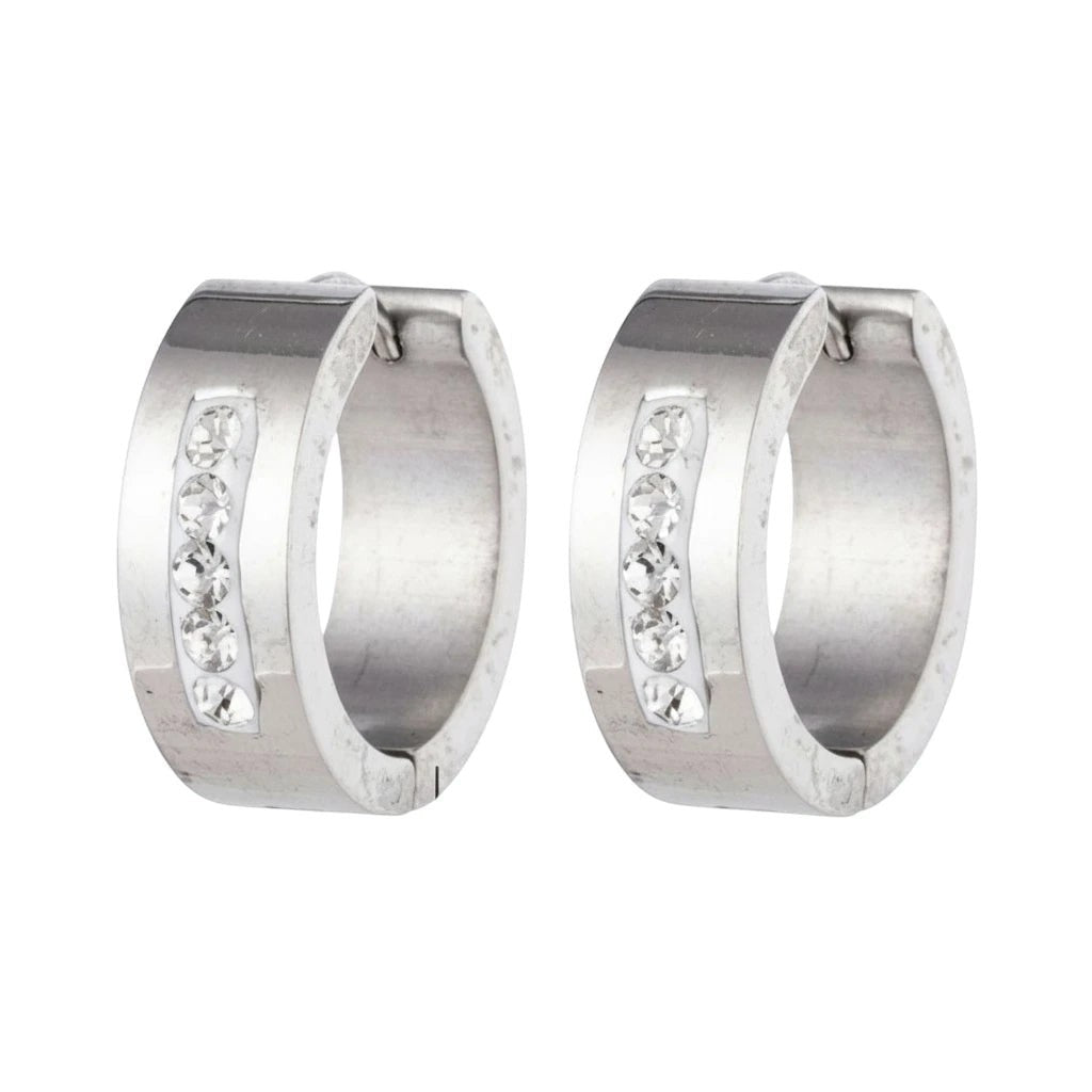 RVS Oorringen Kristal Streep Zilverkleur 20mm - Dames -