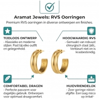 Oorbellen &acirc;&euro;&ldquo; 23mm Half-Hoop 2 Strepen RVS Goudkleur Dames -