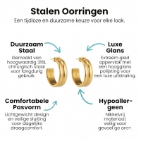 Oorbellen &acirc;&euro;&ldquo; 23mm Half-Hoop 2 Strepen RVS Goudkleur Dames -