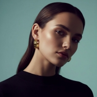 Oorbellen &acirc;&euro;&ldquo; 23mm Half-Hoop 2 Strepen RVS Goudkleur Dames -