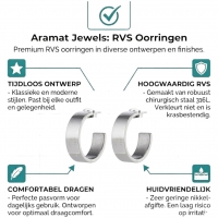 Zilverkleurige Halve RVS Oorringen Glad Design 28x7mm -