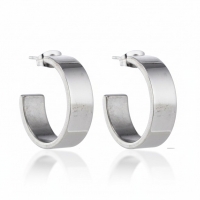 Oorbellen &ndash; 28mm Half-Hoop Glad RVS Zilverkleur Unisex
