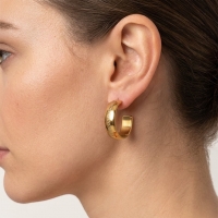 Oorbellen &acirc;&euro;&ldquo; 22mm Half-Hoop Grieks Motief RVS Goudkleur Dame -