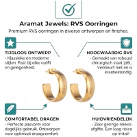 Oorbellen &acirc;&euro;&ldquo; 22mm Half-Hoop Grieks Motief RVS Goudkleur Dame -