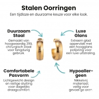 Oorbellen &acirc;&euro;&ldquo; 22mm Half-Hoop Grieks Motief RVS Goudkleur Dame -