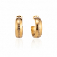 Oorbellen &acirc;&euro;&ldquo; 22mm Half-Hoop Grieks Motief RVS Goudkleur Dame -