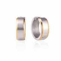 Oorringen &acirc;&euro;&ldquo; 20mm Bicolor Streep RVS Zilver/Goudkleur Unisex -