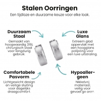 Oorringen &acirc;&euro;&ldquo; Huggie RVS 20mm Sandblasted Zilverkleur -