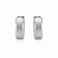 Oorringen &acirc;&euro;&ldquo; Huggie RVS 20mm Sandblasted Zilverkleur -
