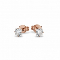 Oorbellen &acirc;&euro;&ldquo; RVS Ros&Atilde;&copy;goudkleur met Vierkante Zirkonia (4mm) -