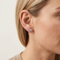 Oorbellen &acirc;&euro;&ldquo; RVS Zwartkleur met Vierkante Zirkonia (4mm) -
