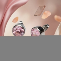 Oorstekers &acirc;&euro;&ldquo; Staal Kristal Roze Zilverkleur (10mm) -