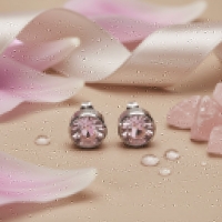 Oorstekers &acirc;&euro;&ldquo; Staal Kristal Roze Zilverkleur (10mm) -