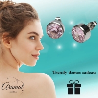 Oorstekers &acirc;&euro;&ldquo; Staal Kristal Roze Zilverkleur (10mm) -