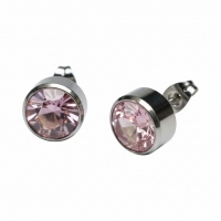 Oorstekers &acirc;&euro;&ldquo; Staal Kristal Roze Zilverkleur (10mm) -