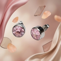 Oorstekers &acirc;&euro;&ldquo; Staal Kristal Roze Zilverkleur (10mm) -