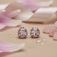Oorstekers &acirc;&euro;&ldquo; Staal Kristal Roze Zilverkleur (10mm) -