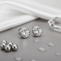 Oorstekers &acirc;&euro;&ldquo; Staal Kristal Transparant Zilverkleur (10mm) -