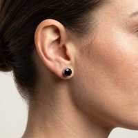 Oorstekers &acirc;&euro;&ldquo; Staal Kristal Zwart Zilverkleur (8mm) -