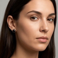 Oorstekers &acirc;&euro;&ldquo; Staal Kristal Zwart Zilverkleur (8mm) -