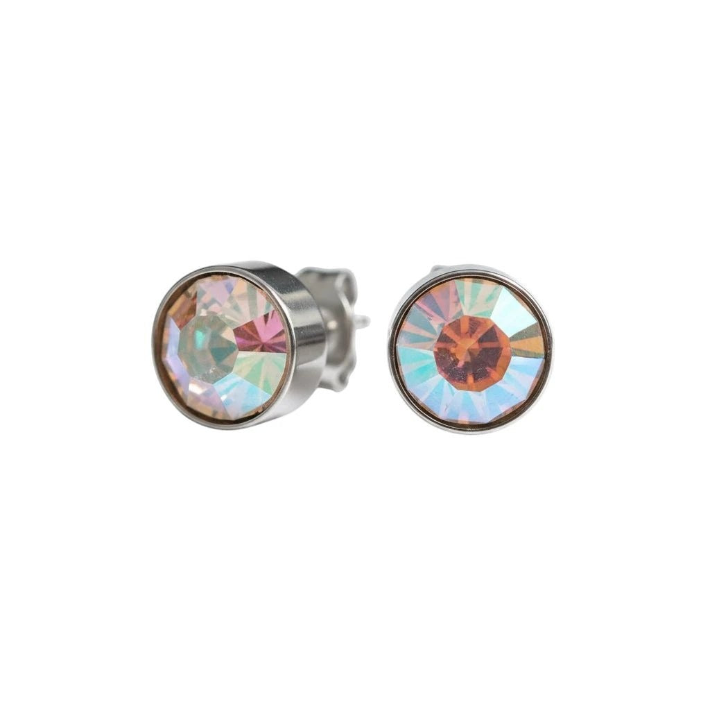 Oorstekers &acirc;&euro;&ldquo; Staal Kristal AB Transparant Zilverkleur (8mm) -