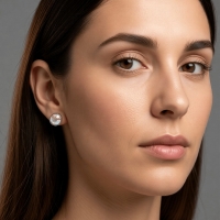 Oorstekers &acirc;&euro;&ldquo; Staal Kristal AB Transparant Zilverkleur (8mm) -