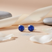 Oorstekers &acirc;&euro;&ldquo; Staal Kristal Donker Blauw Zilverkleur (7mm) -