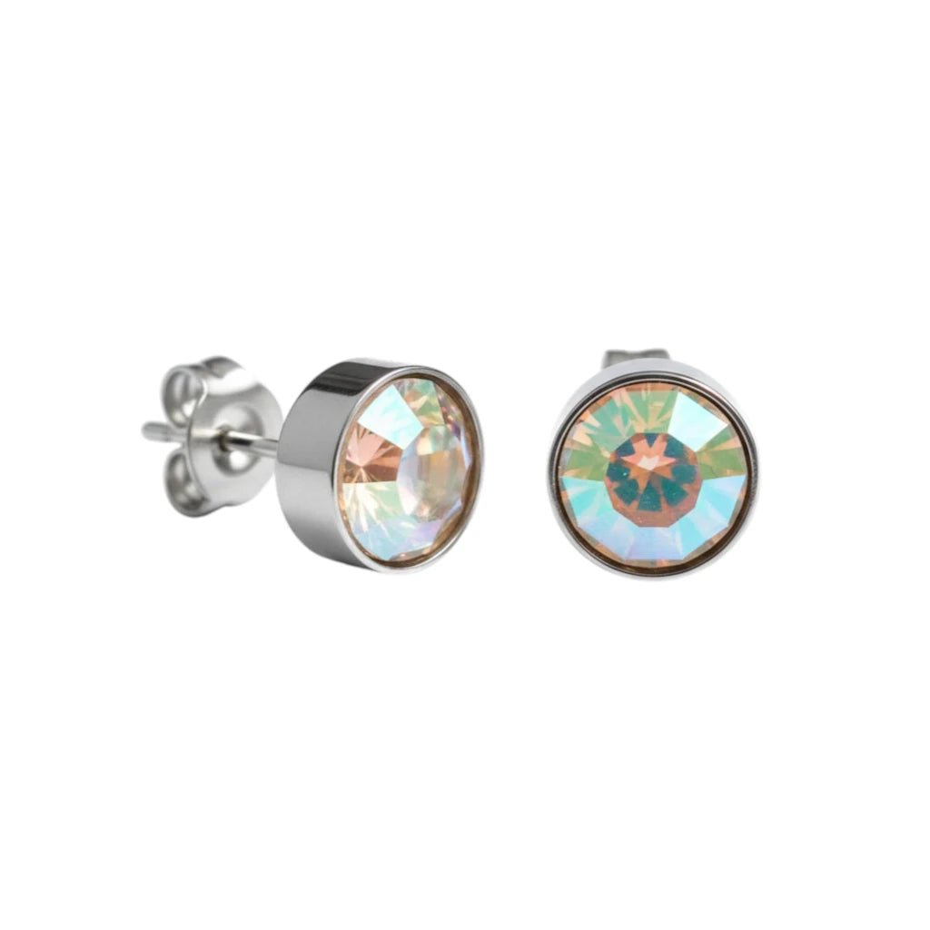 Oorstekers &acirc;&euro;&ldquo; Staal Kristal AB Transparant Zilverkleur (7mm) -