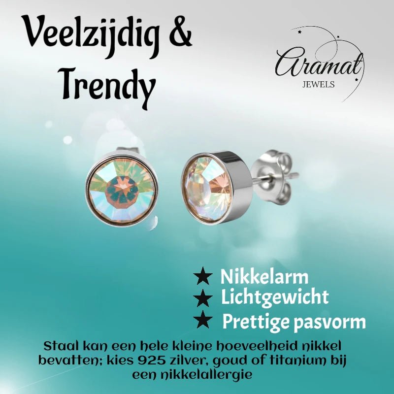 Oorstekers &acirc;&euro;&ldquo; Staal Kristal AB Transparant Zilverkleur (7mm) -