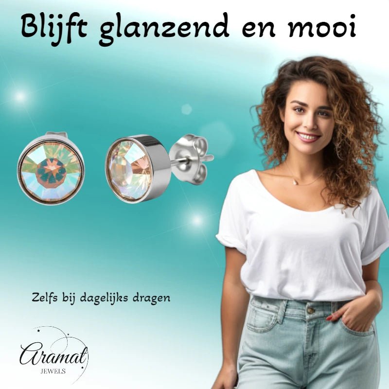 Oorstekers &acirc;&euro;&ldquo; Staal Kristal AB Transparant Zilverkleur (7mm) -