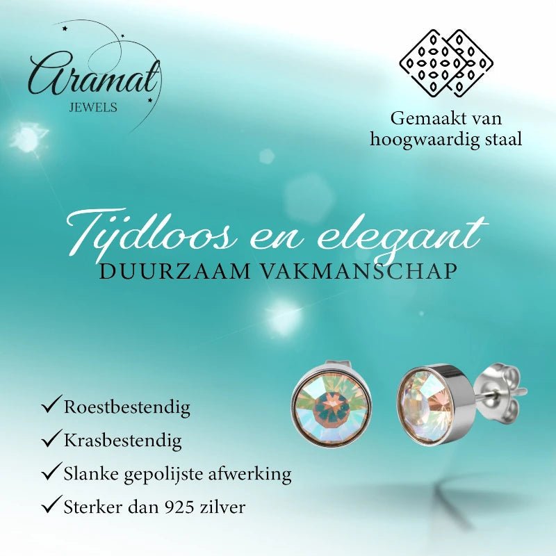 Oorstekers &acirc;&euro;&ldquo; Staal Kristal AB Transparant Zilverkleur (7mm) -