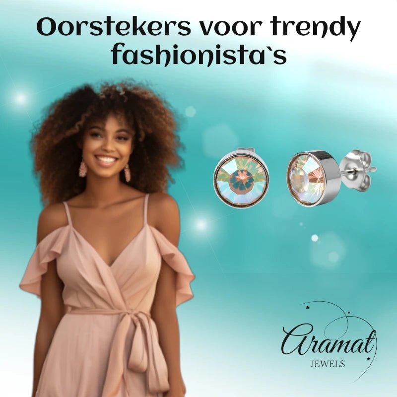 Oorstekers &acirc;&euro;&ldquo; Staal Kristal AB Transparant Zilverkleur (7mm) -