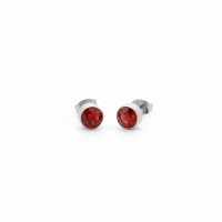 Oorstekers &acirc;&euro;&ldquo; Staal Kristal Rood Zilverkleur (7mm) -
