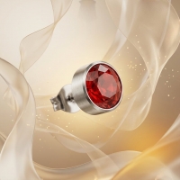Oorstekers &acirc;&euro;&ldquo; Staal Kristal Rood Zilverkleur (7mm) -