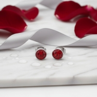 Oorstekers &acirc;&euro;&ldquo; Staal Kristal Rood Zilverkleur (7mm) -