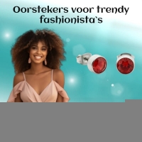 Oorstekers &acirc;&euro;&ldquo; Staal Kristal Rood Zilverkleur (7mm) -