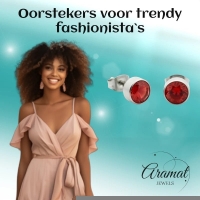 Oorstekers &acirc;&euro;&ldquo; Staal Kristal Rood Zilverkleur (7mm) -