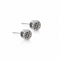 Oorstekers &acirc;&euro;&ldquo; Staal Kristal Grijs Zilverkleur (6mm) -