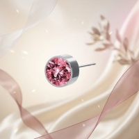 Oorstekers &acirc;&euro;&ldquo; Staal Kristal Roze Zilverkleur (6mm) -