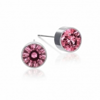 Oorstekers &acirc;&euro;&ldquo; Staal Kristal Roze Zilverkleur (6mm) -
