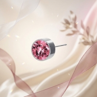 Oorstekers &acirc;&euro;&ldquo; Staal Kristal Roze Zilverkleur (6mm) -