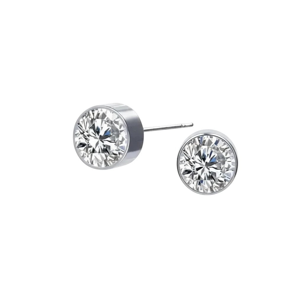 Oorstekers &acirc;&euro;&ldquo; Staal Kristal Transparant Zilverkleur (6mm) -