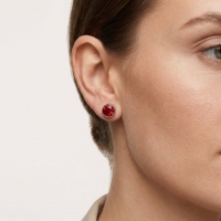 Oorstekers &acirc;&euro;&ldquo; Staal Kristal Rood Zilverkleur (6mm) -