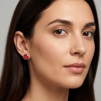 Oorstekers &acirc;&euro;&ldquo; Staal Kristal Rood Zilverkleur (6mm) -