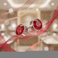Oorstekers &acirc;&euro;&ldquo; Staal Kristal Rood Zilverkleur (6mm) -