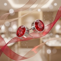Oorstekers &acirc;&euro;&ldquo; Staal Kristal Rood Zilverkleur (6mm) -