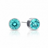 Oorstekers &acirc;&euro;&ldquo; Staal Kristal Aqua Blauw Zilverkleur (6mm) -